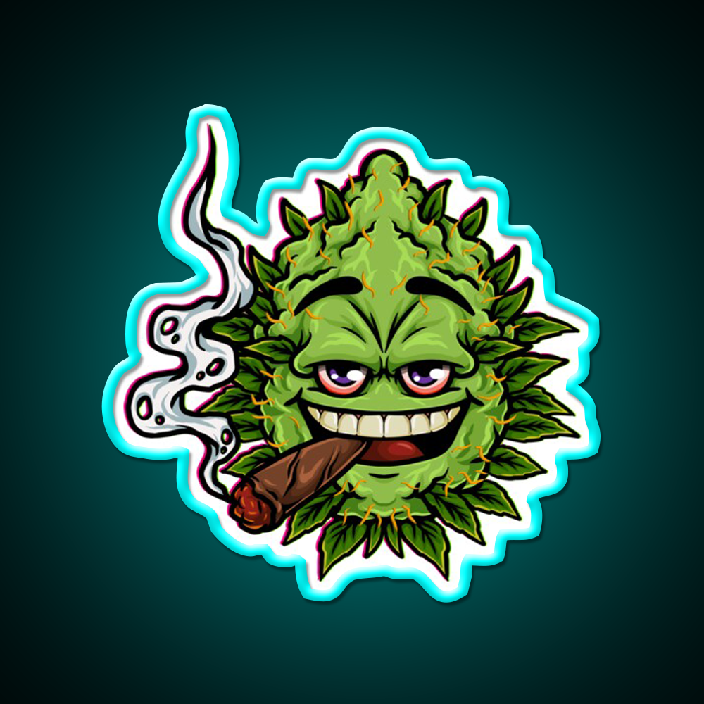 Nugs Buds Blunt Character Hemp Inspired Green Leaf Led Neon Sign Rgb Color - Size and dimension reference