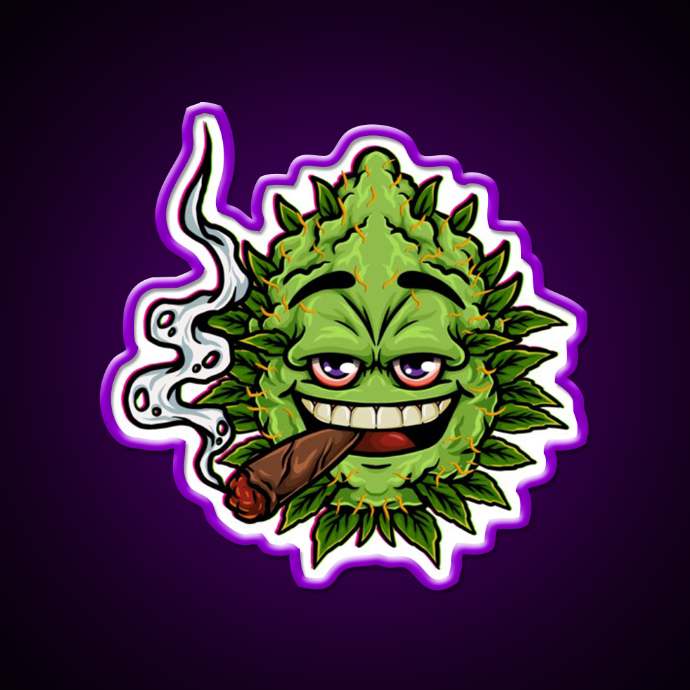 Nugs Buds Blunt Character Hemp Inspired Green Leaf Led Neon Sign Rgb Color - LED neon sign view 9