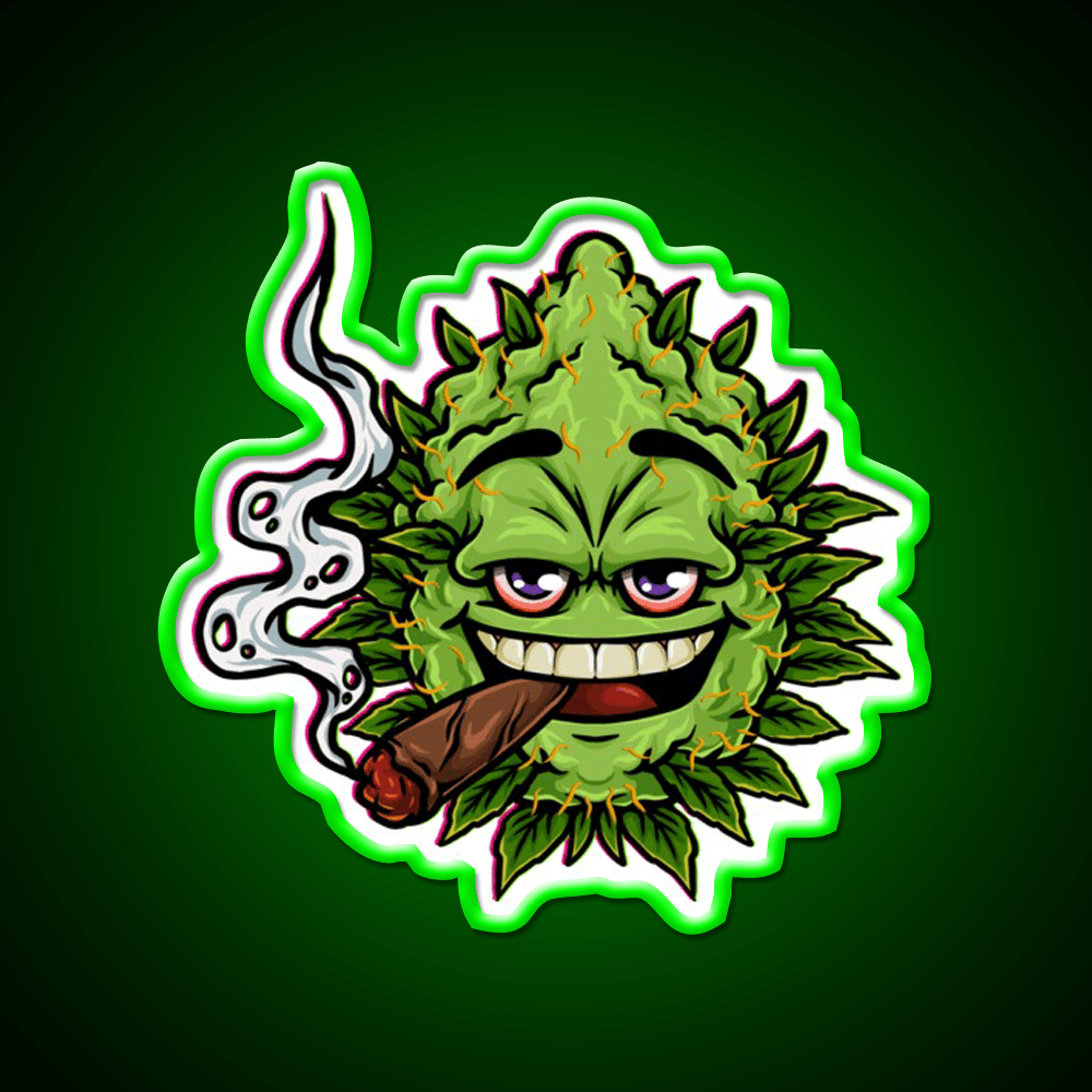 Nugs Buds Blunt Character Hemp Inspired Green Leaf Led Neon Sign Rgb Color - Shineneon