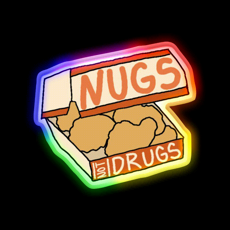 Nugs Not Drugs Fast Food Led Neon Sign For Burger Place Wall Decor Rgb Color - LED neon sign close-up detail