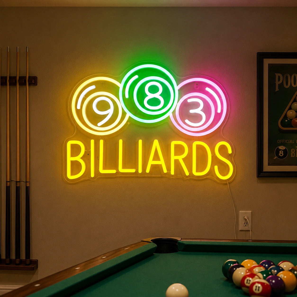 Numbered Billiards Balls Neon Sign LED Neon Sign real lifestyle scene