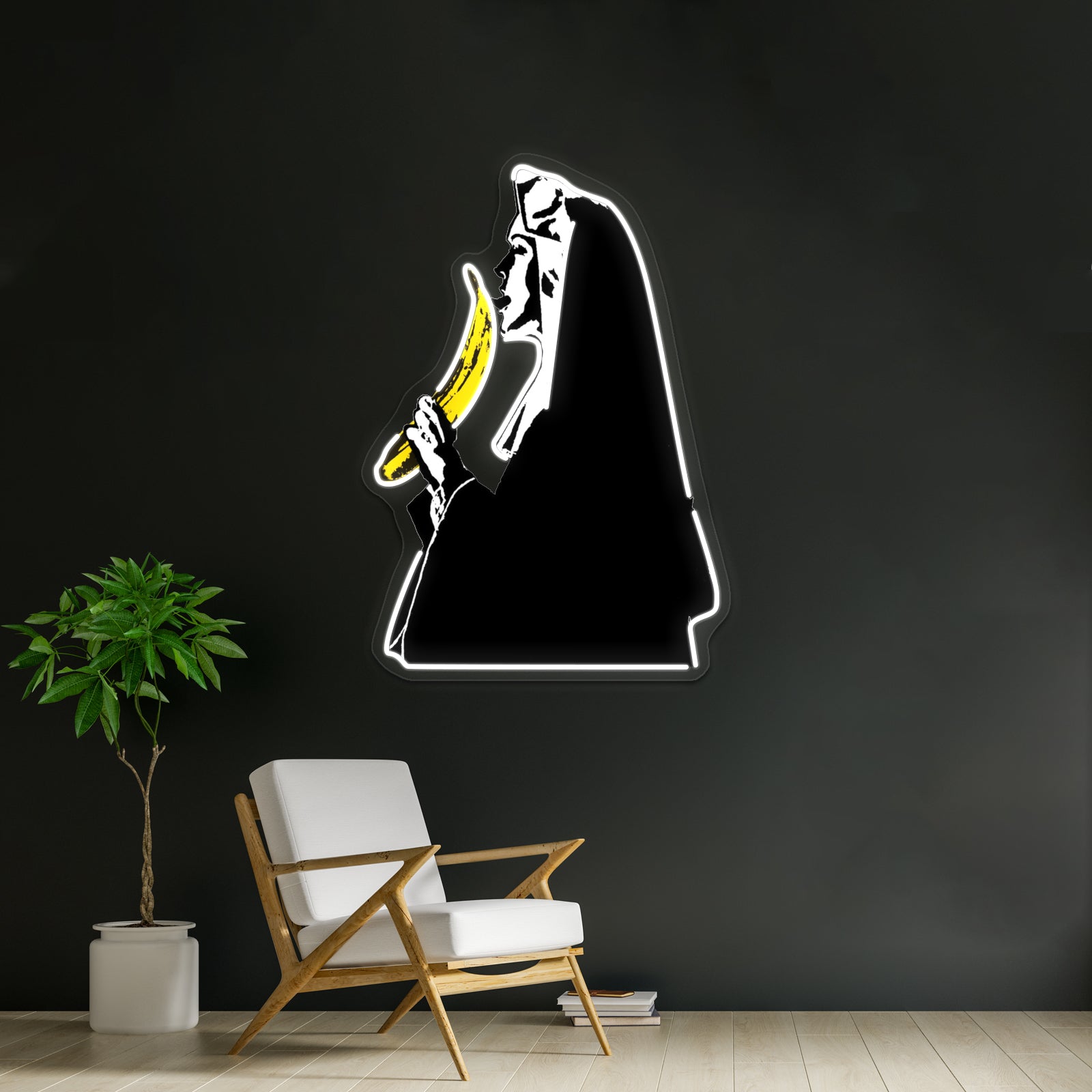 Nun With Banana Artwork Business Led Sign | Shineneon