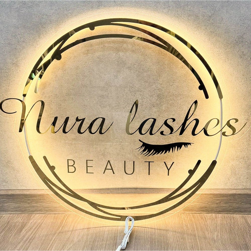 Nura Lashes Beauty Acrylic Business Logo Sign - Shineneon