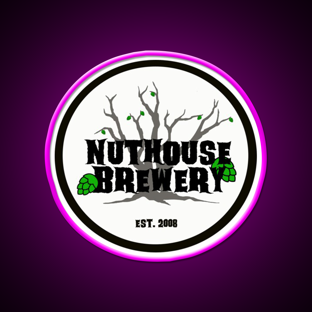 Nuthouse Brewery Logo Beer Bar Decor Led Neon Sign Rgb Color - Neon sign mounted on wall in room