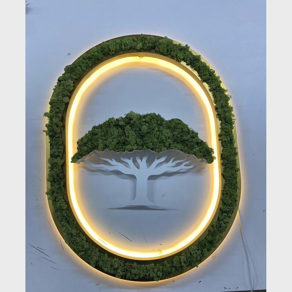O With Tree 3D Moss Letter Sign - Shineneon