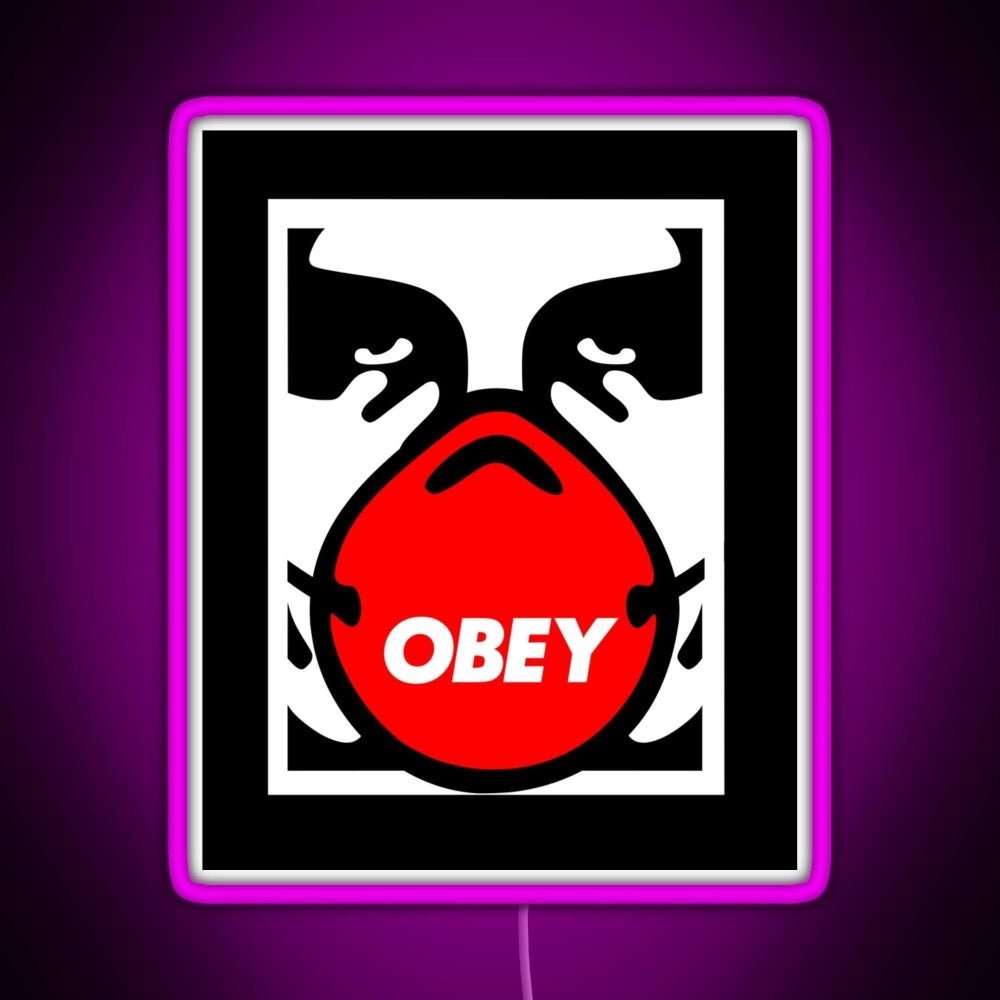 Obey Giant Shepard Fairey Face Mask Pop Art Rgb Led Neon Sign Pop Wall Art - Shineneon