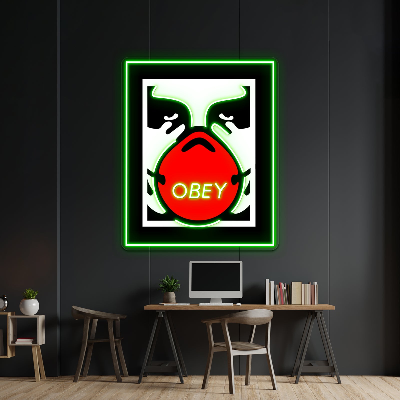 Obey Giant Shepard Fairey Face Mask Pop Artwork Business Led Sign | Shineneon