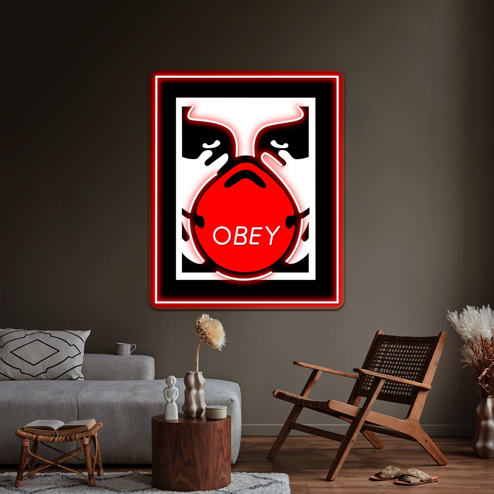 Obey Giant Shepard Fairey Face Mask Pop Artwork Business Led Sign | Shineneon