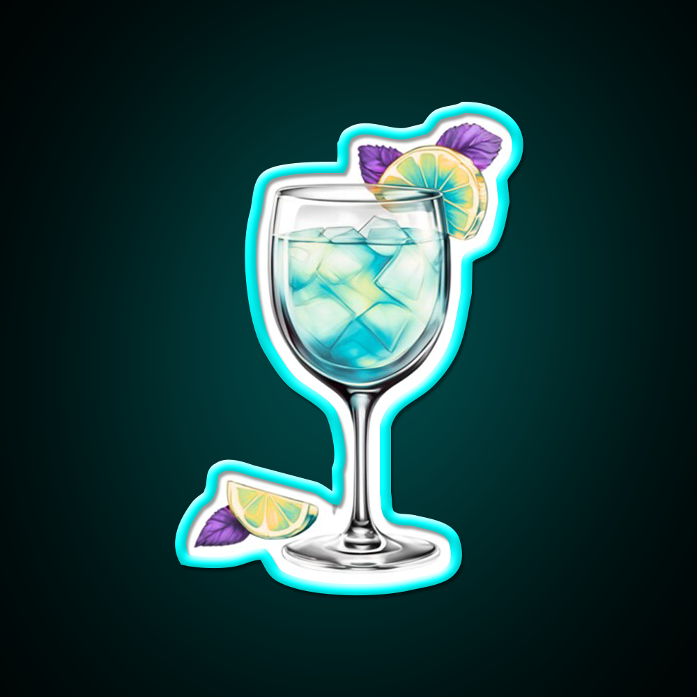 Ocean Abstract Cocktail Glass Cocktail Bar Decor Led Neon Sign Rgb Color