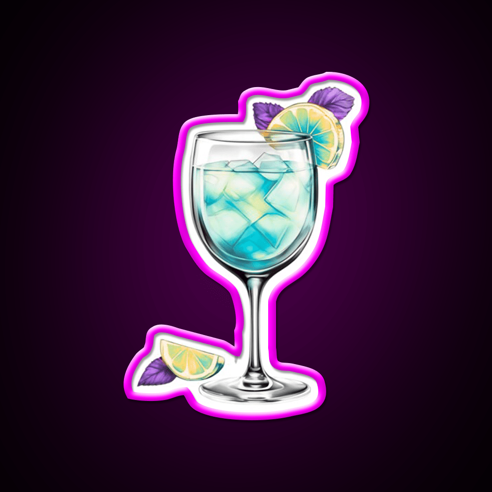 Ocean Abstract Cocktail Glass Cocktail Bar Decor Led Neon Sign Rgb Color - Shineneon