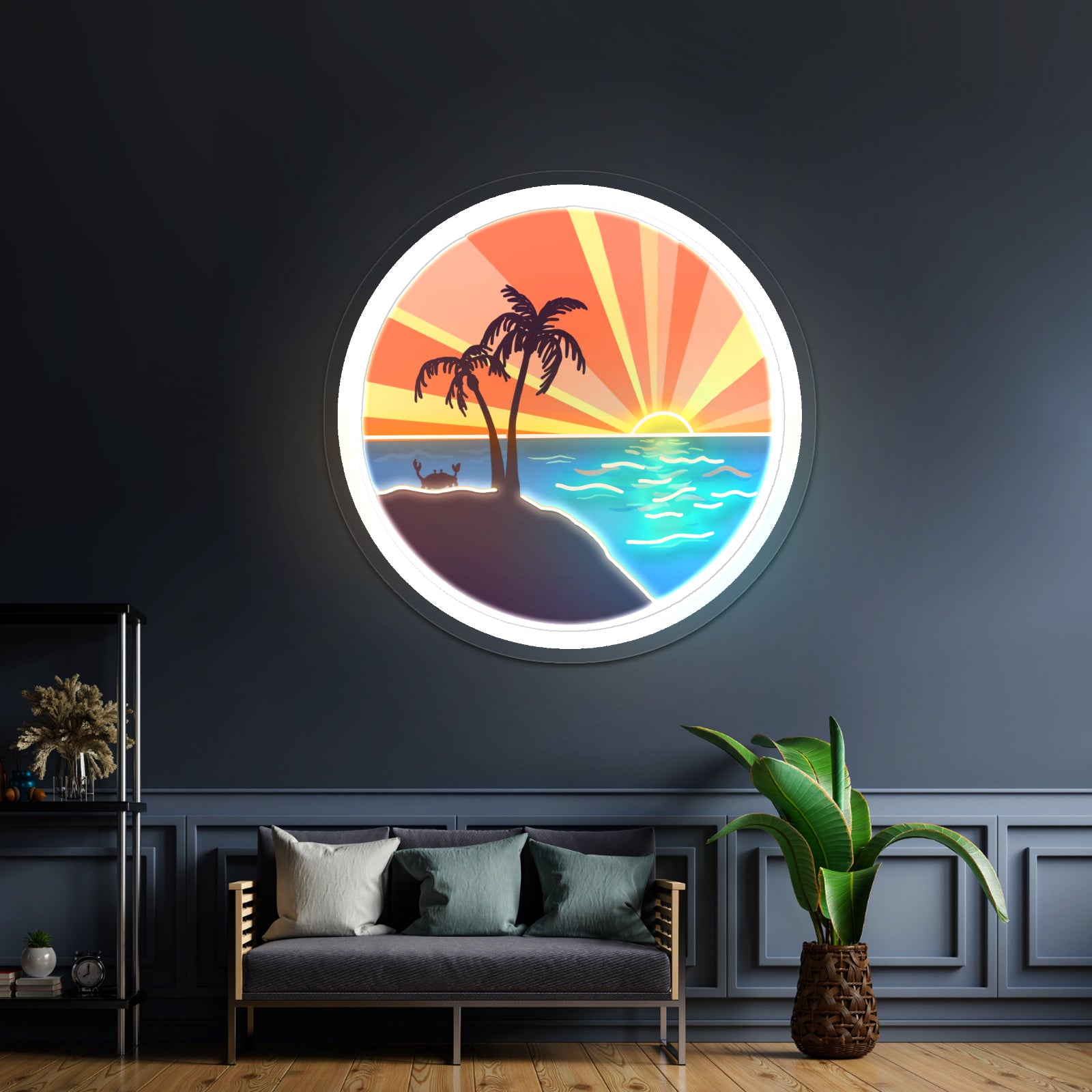 Ocean Sunset Artwork Animal Neon Signs