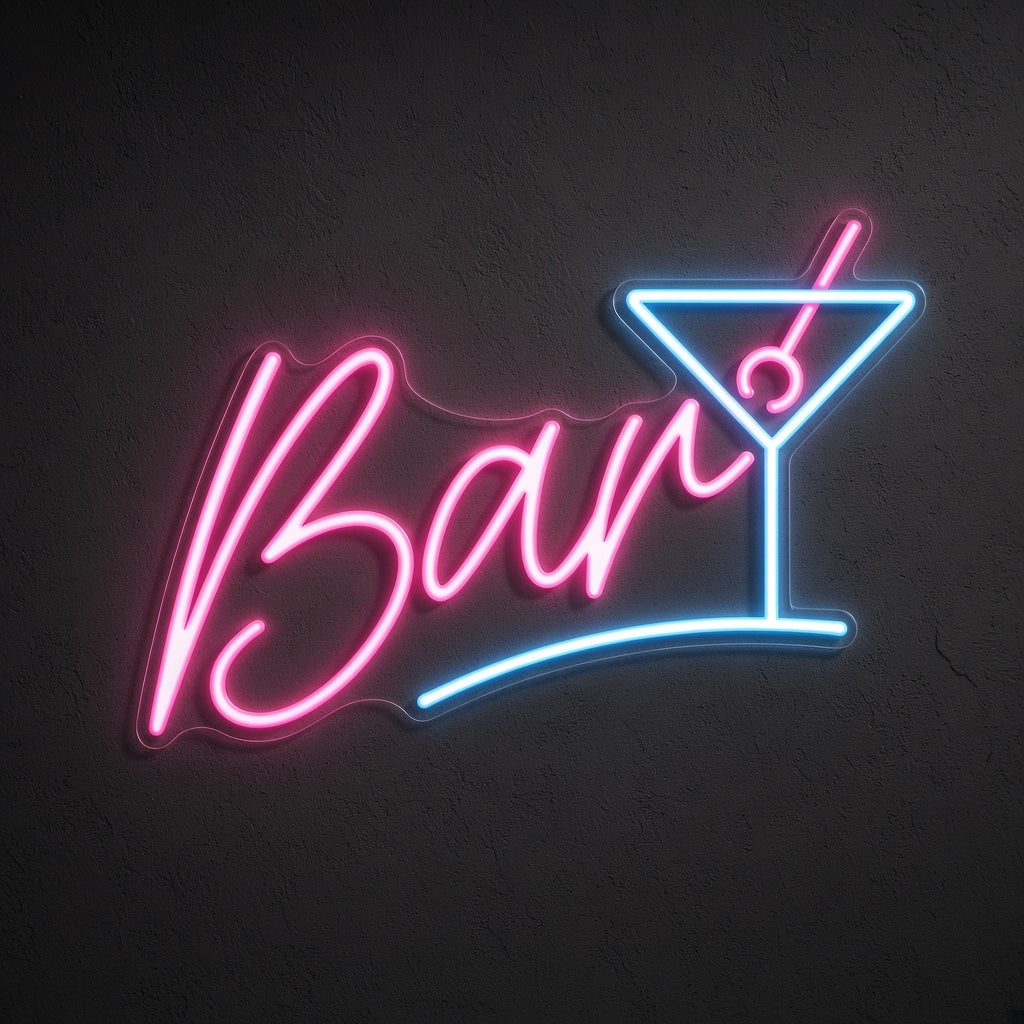 Bar with Martini Glass LED Neon Sign