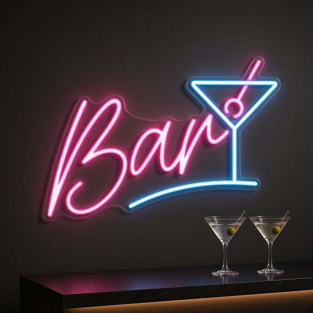 Bar with Martini Glass LED Neon Sign