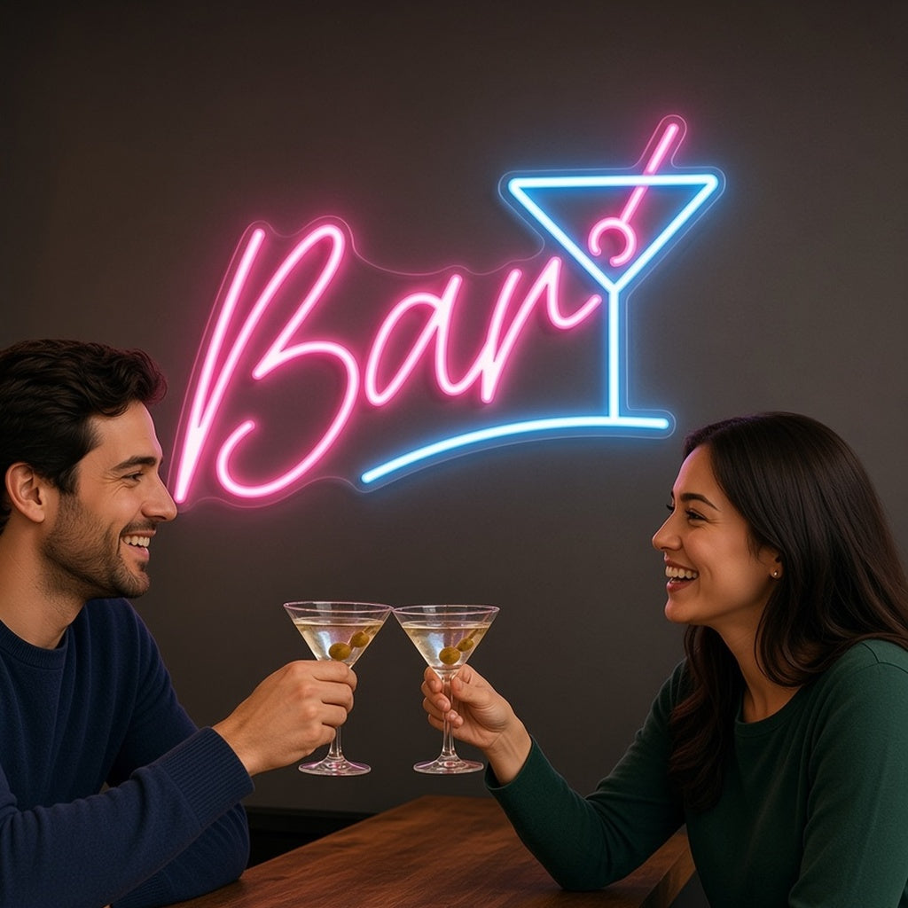 Bar with Martini Glass LED Neon Sign