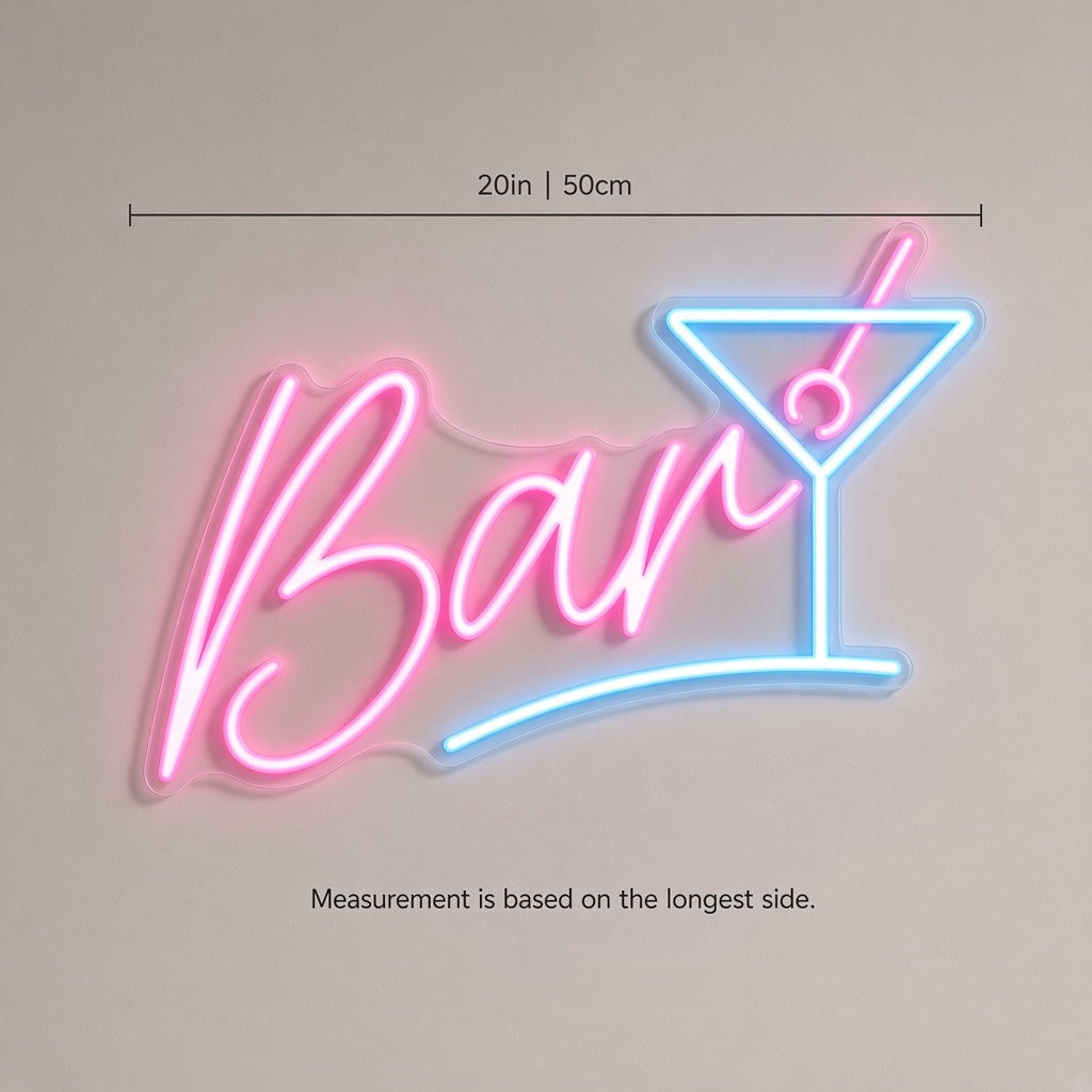 Bar with Martini Glass LED Neon Sign