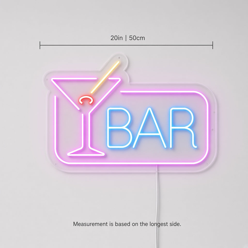 Bar with Martini Glass and Frame LED Neon Sign