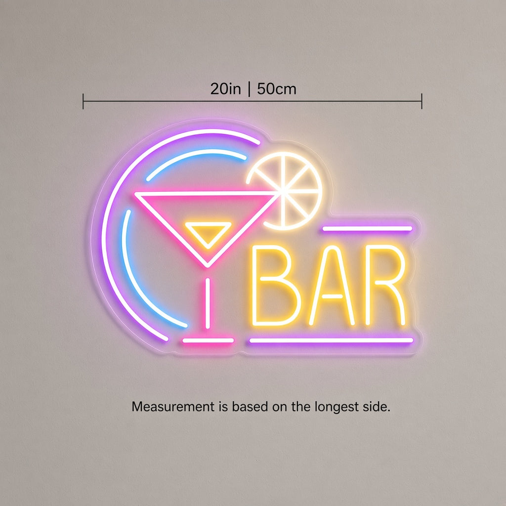 Bar with Martini Glass and Ring LED Neon Sign