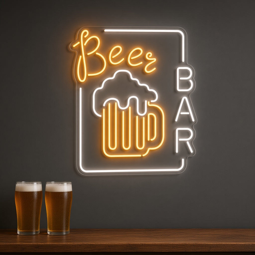 Beer Bar with Beer Mug LED Neon Sign