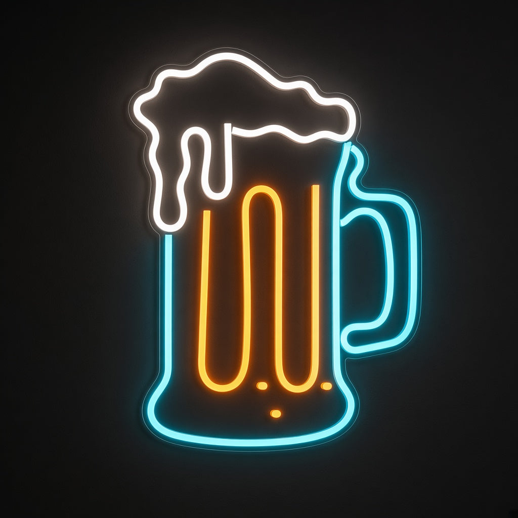 Beer Mug with Outline LED Neon Sign