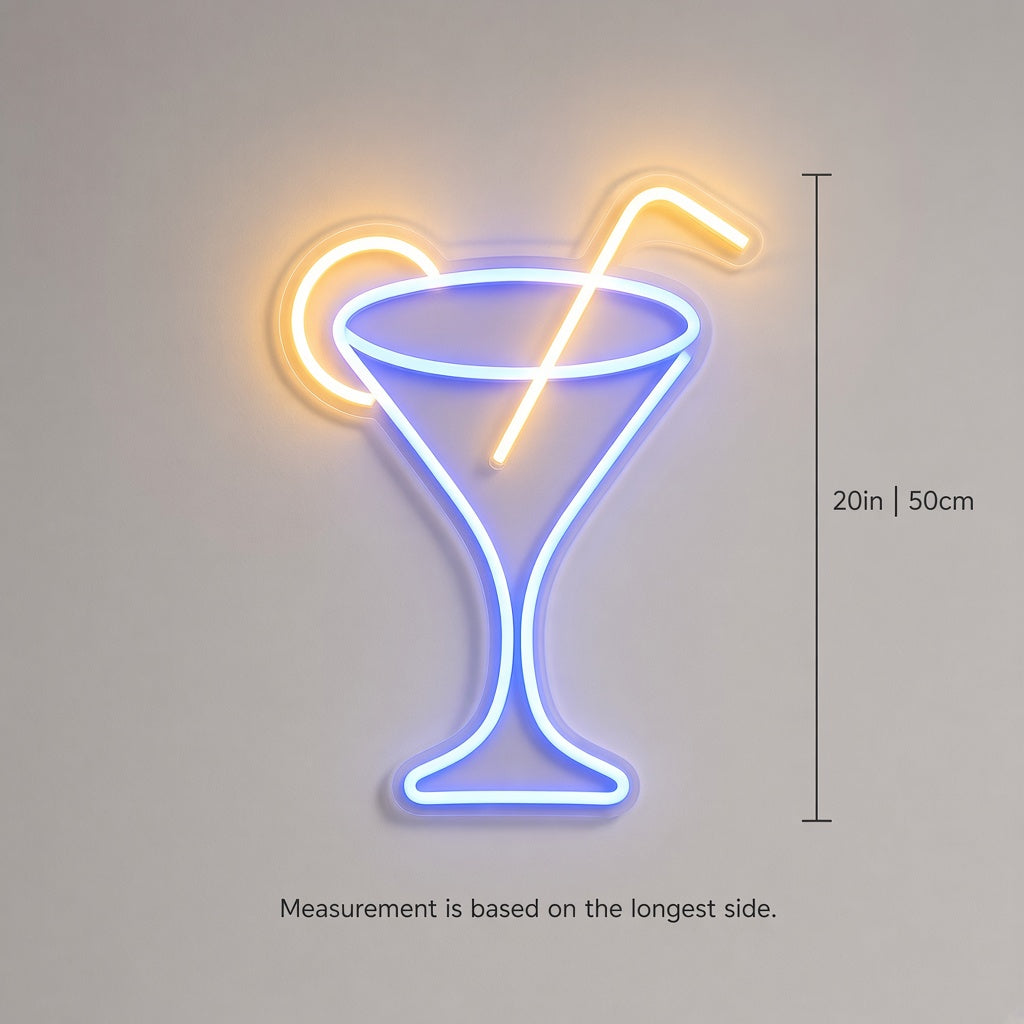 Martini Glass with Lemon Slice and Straw LED Neon Sign