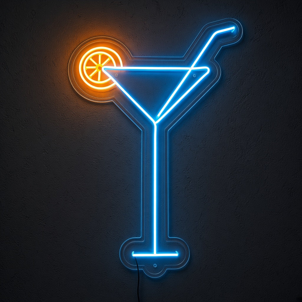 Martini Glass with Orange Slice LED Neon Sign