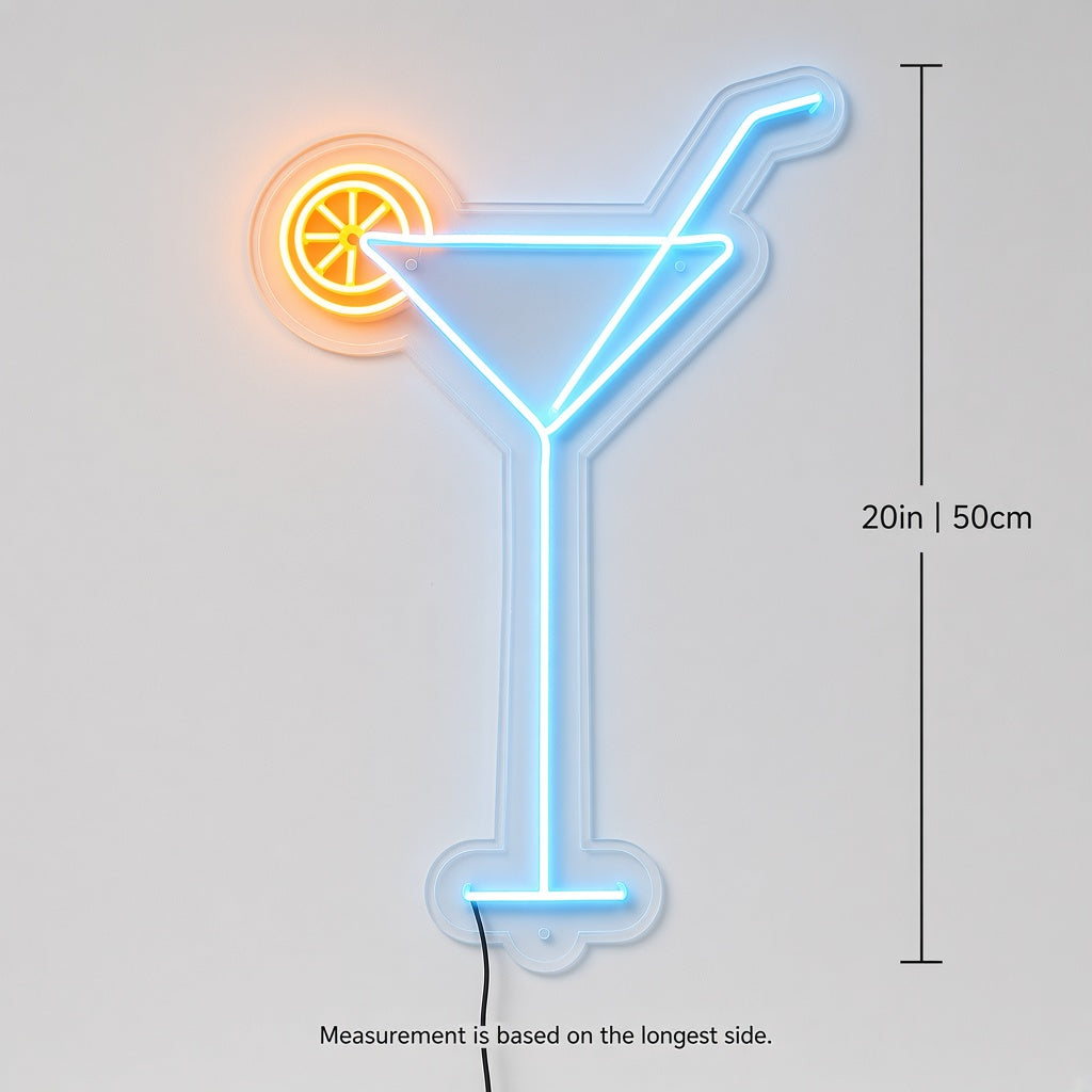 Martini Glass with Orange Slice LED Neon Sign
