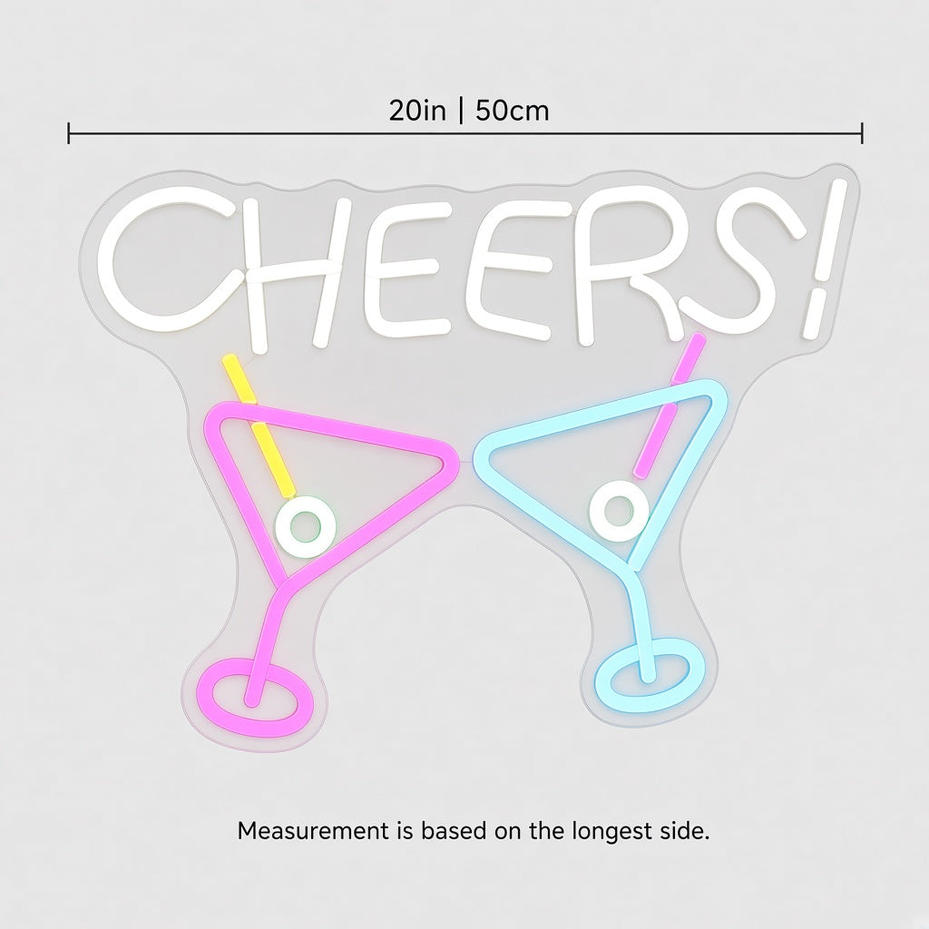 Cheers with Martini Glasses LED Neon Sign