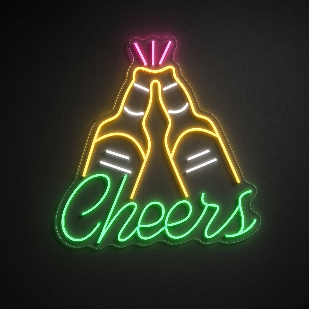 Cheers with Beer Bottles LED Neon Sign