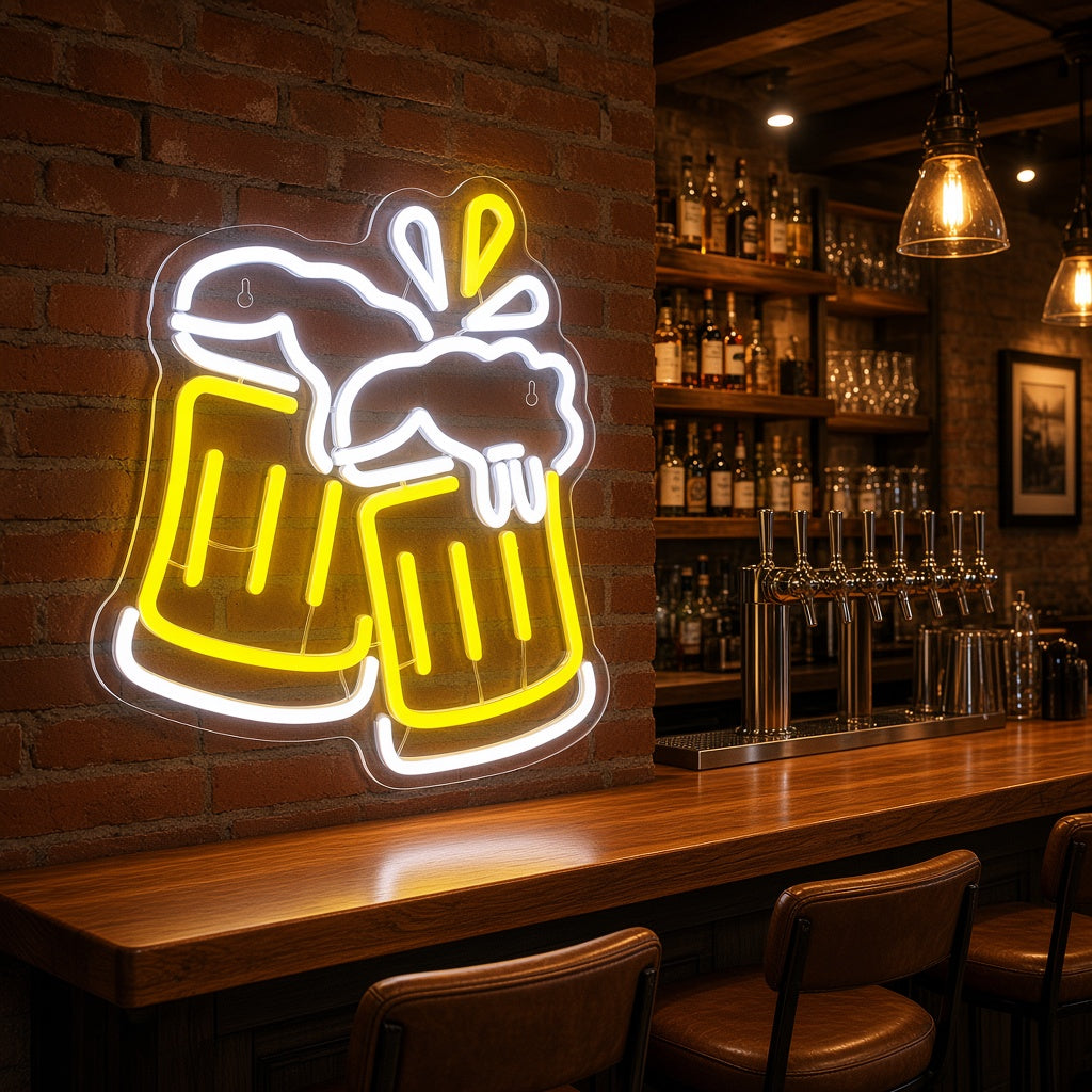 Clinking Beer Mugs LED Neon Sign
