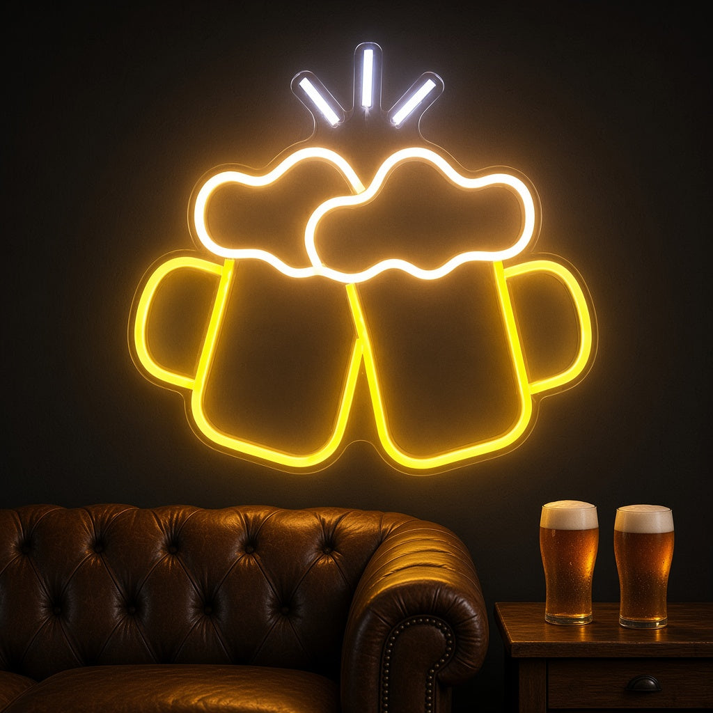 Clinking Beer Mugs LED Neon Sign