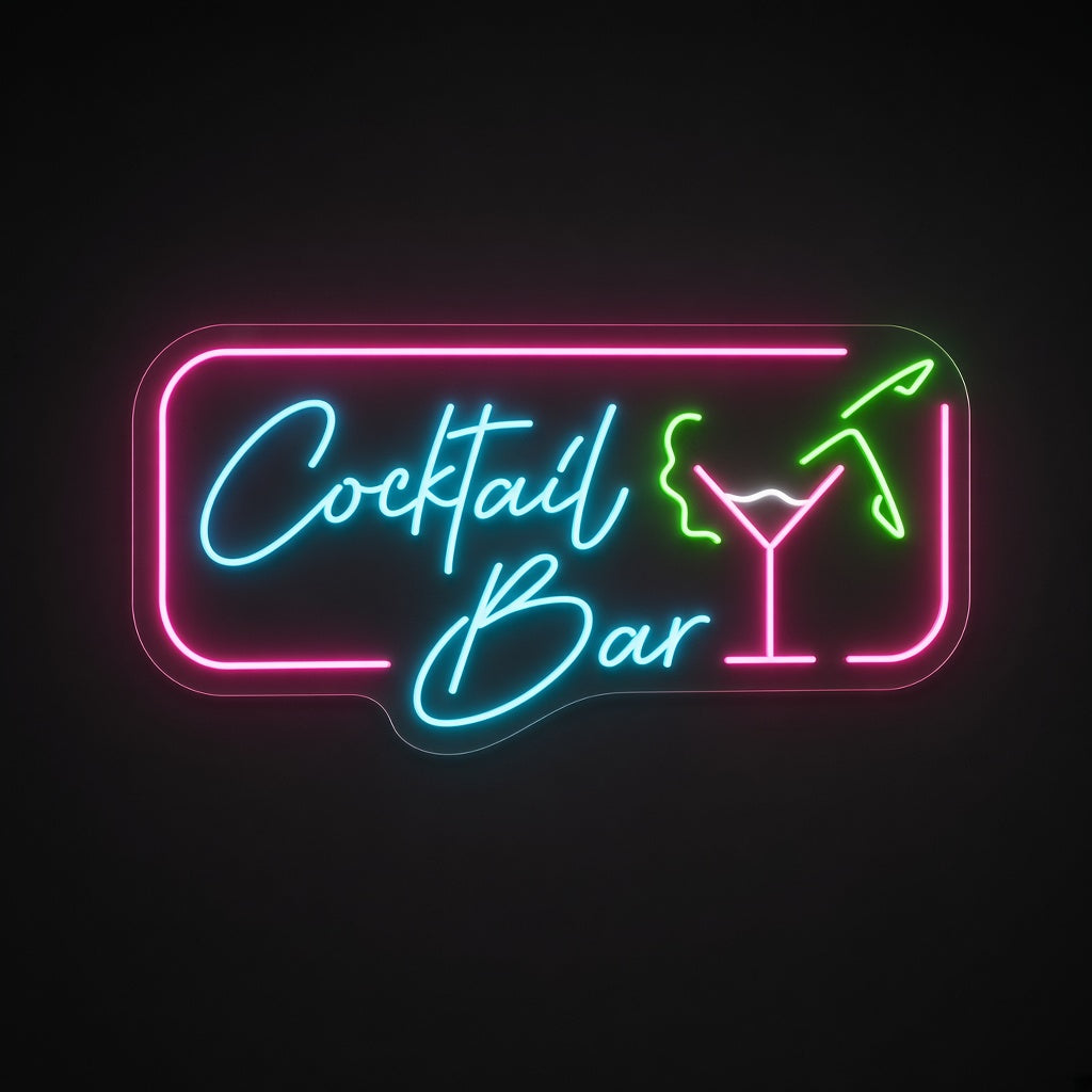 Cocktail Bar with Frame LED Neon Sign