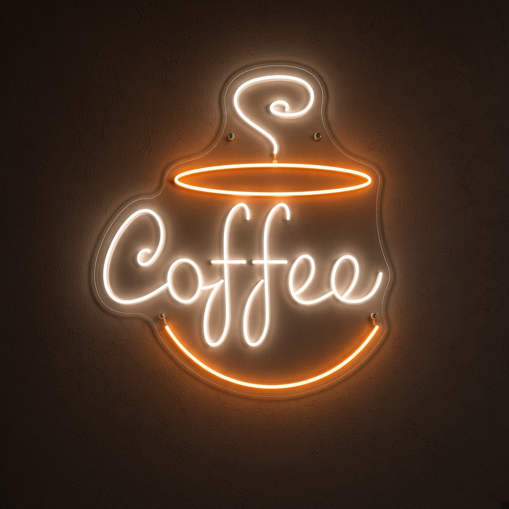 Coffee with Steaming Cup LED Neon Sign