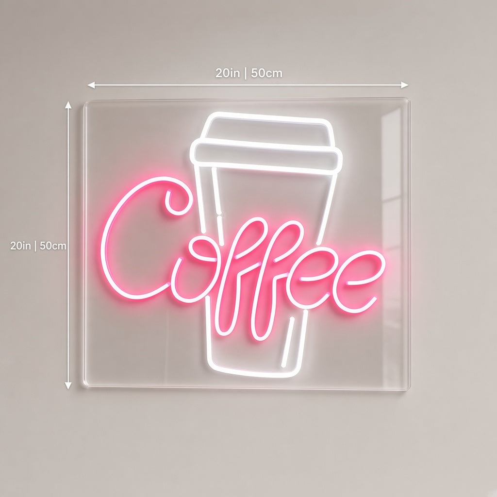 Coffee with Takeaway Cup LED Neon Sign