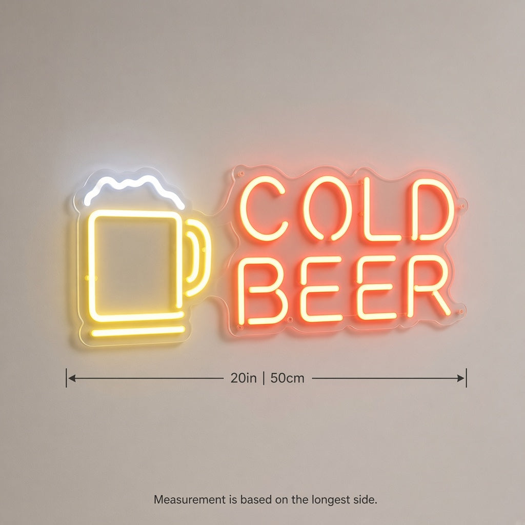 Cold Beer with Beer Mug LED Neon Sign
