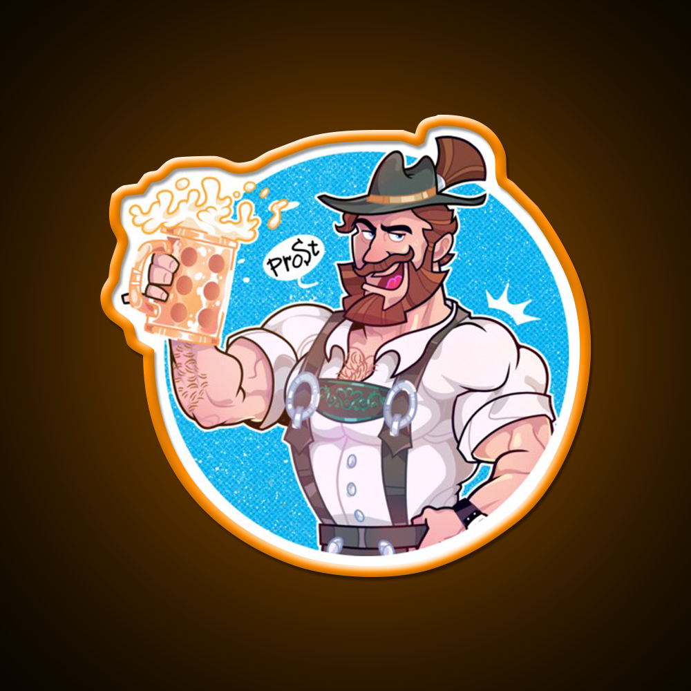 Octoberfest Bavarian Bear Man With Beer Mug Bar Decor Led Neon Sign Rgb Color - LED neon sign view 6