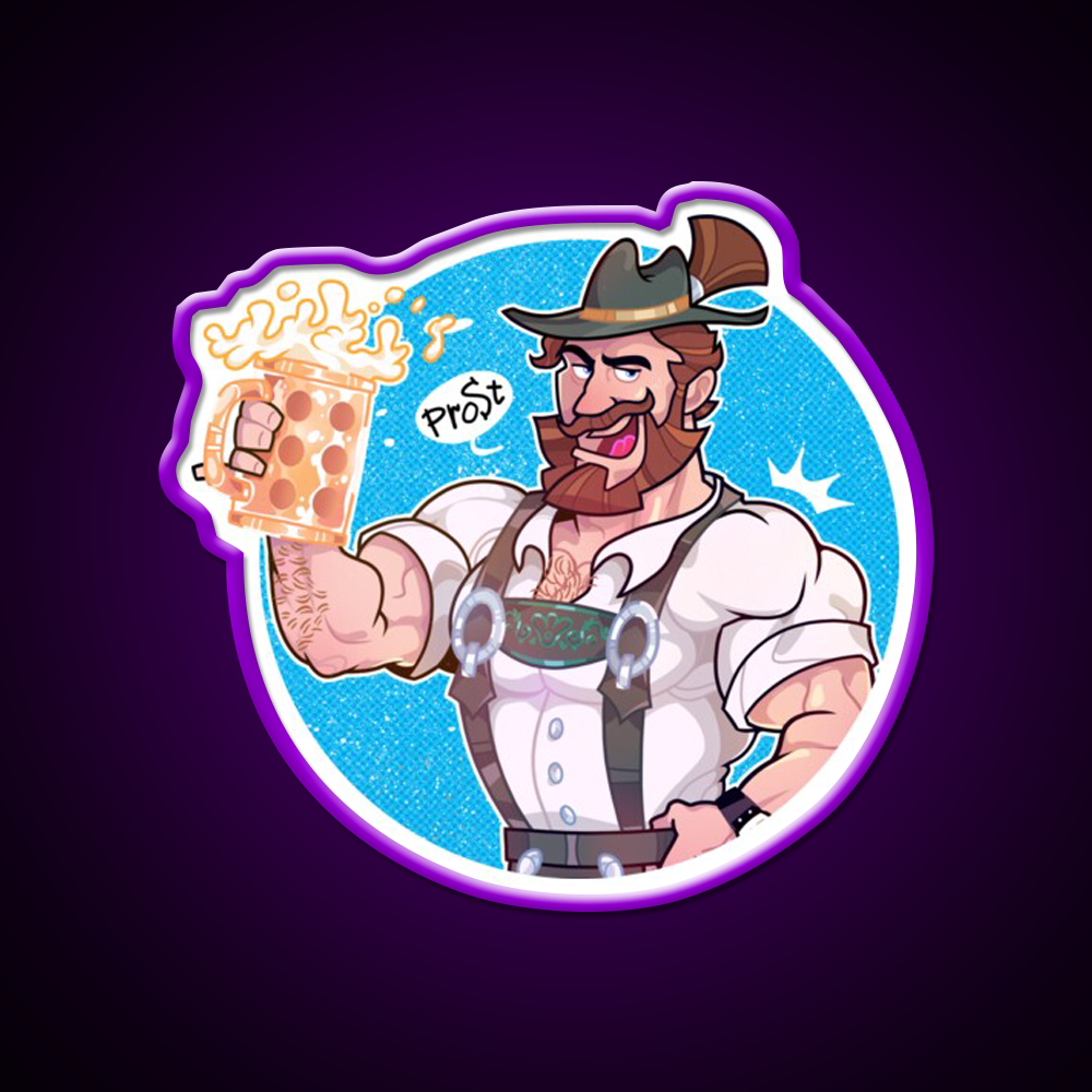 Octoberfest Bavarian Bear Man With Beer Mug Bar Decor Led Neon Sign Rgb Color - LED neon sign view 9