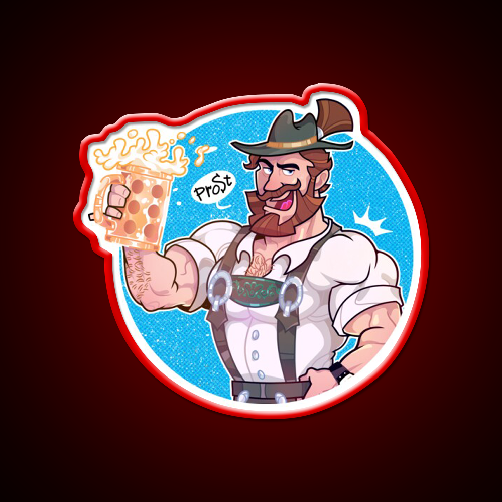 Octoberfest Bavarian Bear Man With Beer Mug Bar Decor Led Neon Sign Rgb Color - LED neon sign view 10