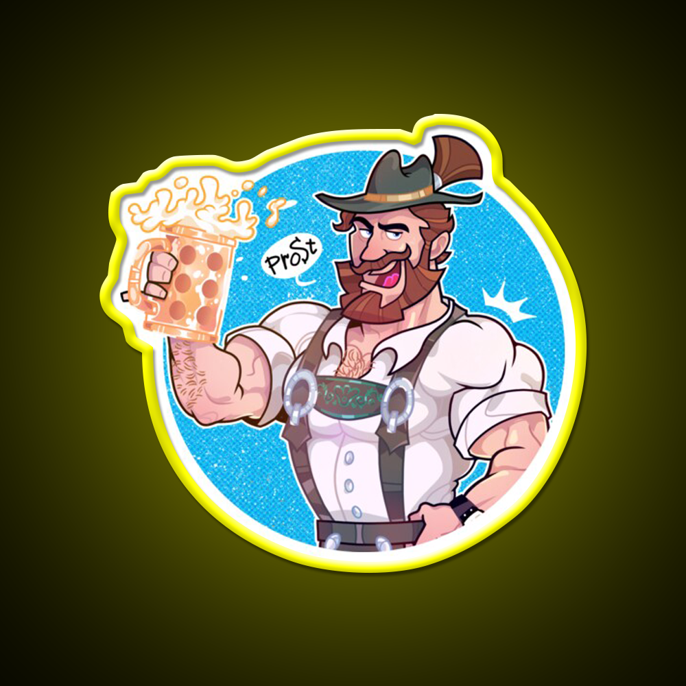 Octoberfest Bavarian Bear Man With Beer Mug Bar Decor Led Neon Sign Rgb Color - LED neon sign view 7