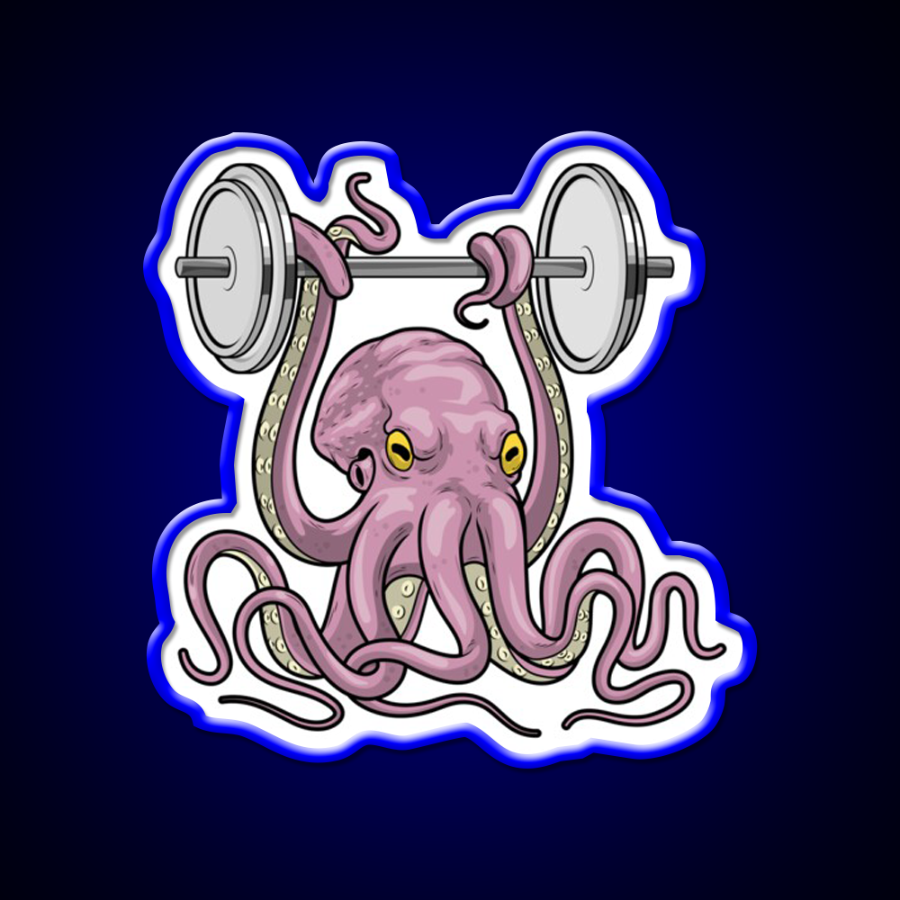 Octopus Bodybuilder Dumbbell Bodybuilding Gym Fitness Led Neon Sign Rgb Color