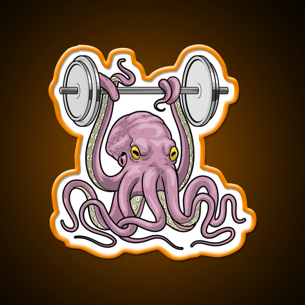 Octopus Bodybuilder Dumbbell Bodybuilding Gym Fitness Led Neon Sign Rgb Color