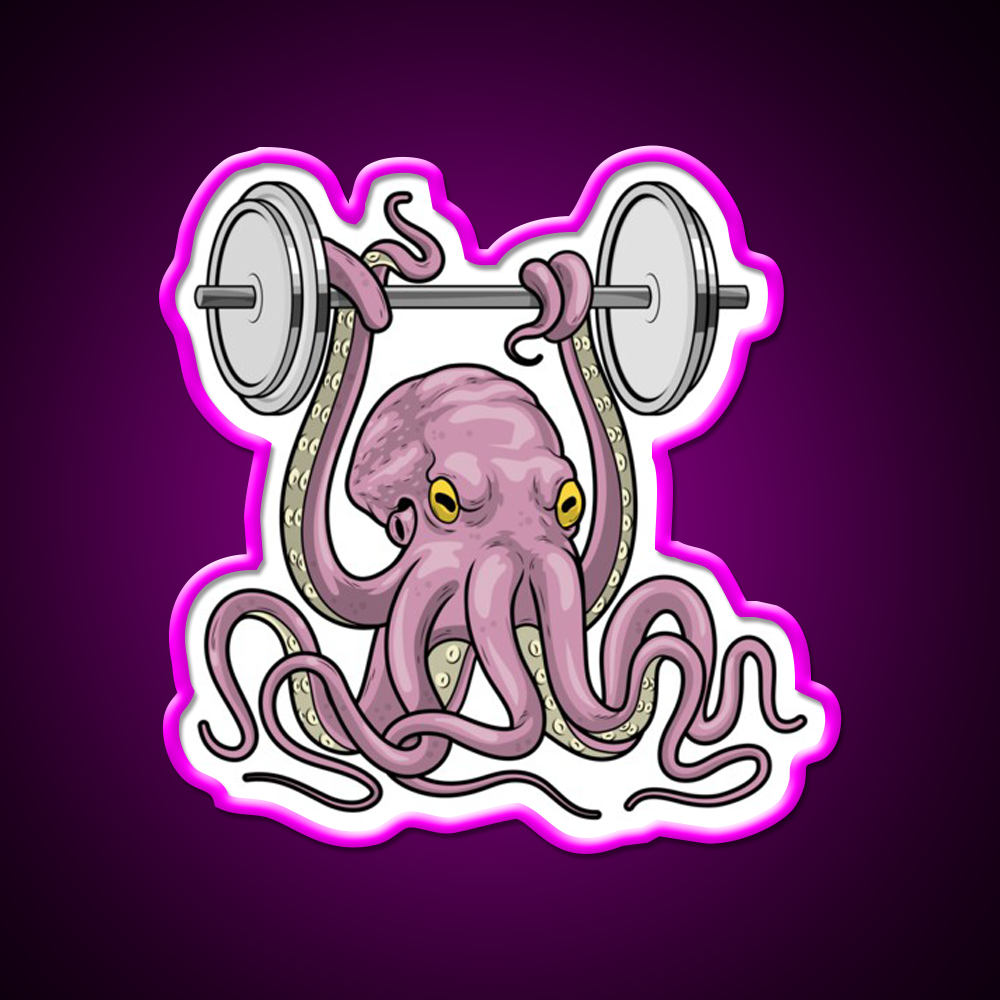 Octopus Bodybuilder Dumbbell Bodybuilding Gym Fitness Led Neon Sign Rgb Color