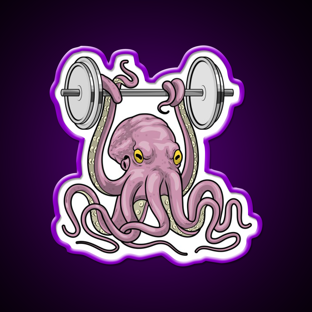 Octopus Bodybuilder Dumbbell Bodybuilding Gym Fitness Led Neon Sign Rgb Color