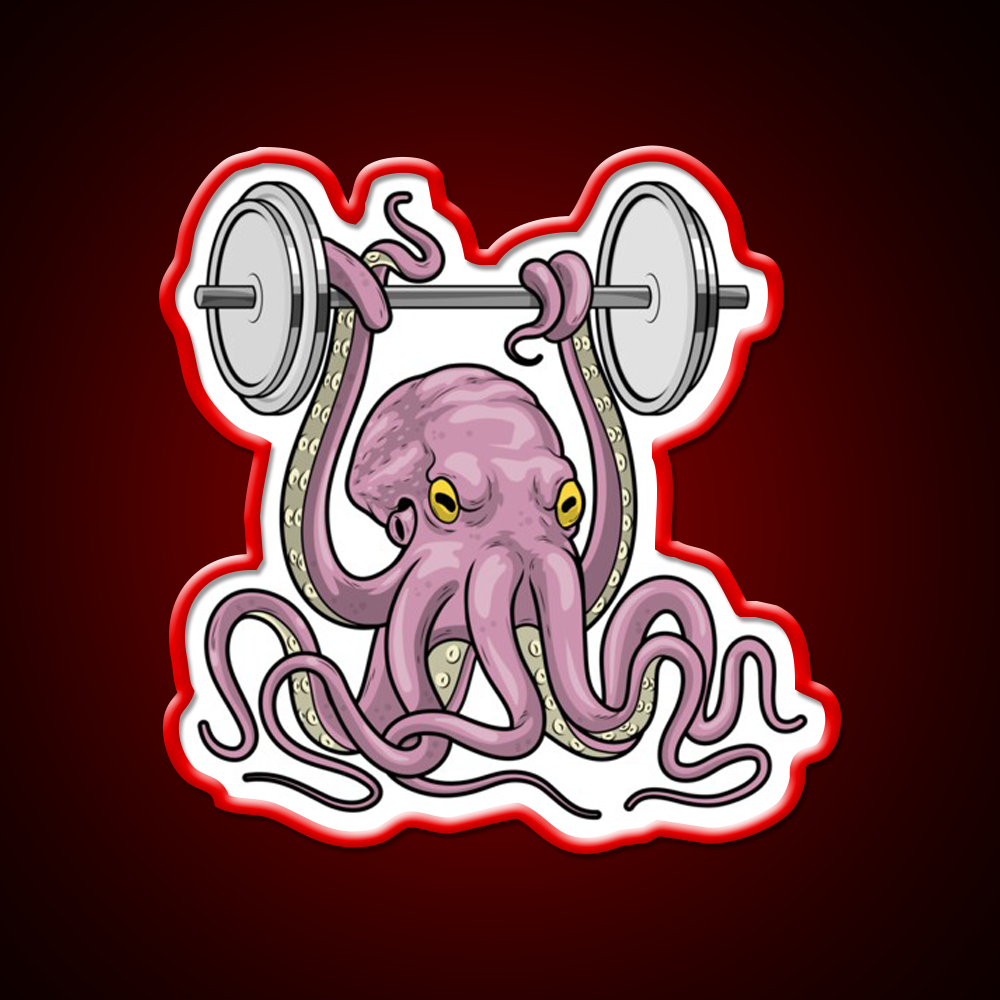 Octopus Bodybuilder Dumbbell Bodybuilding Gym Fitness Led Neon Sign Rgb Color