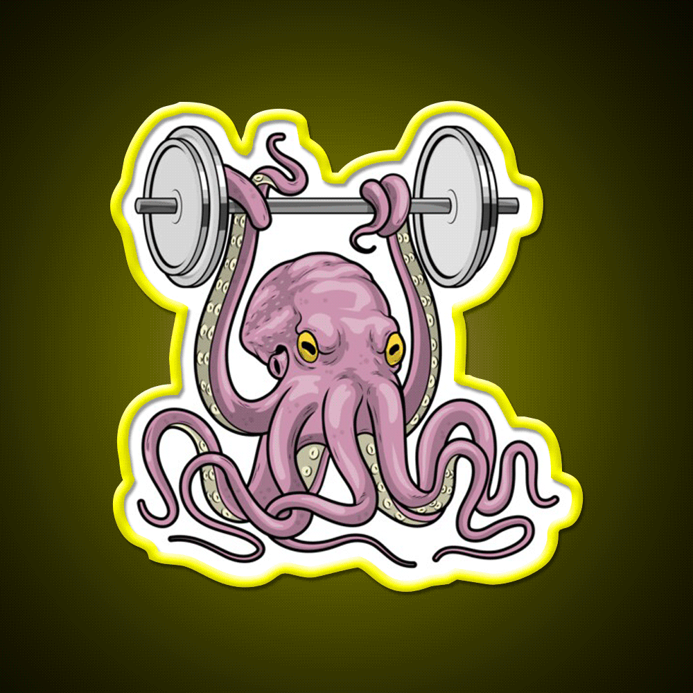 Octopus Bodybuilder Dumbbell Bodybuilding Gym Fitness Led Neon Sign Rgb Color