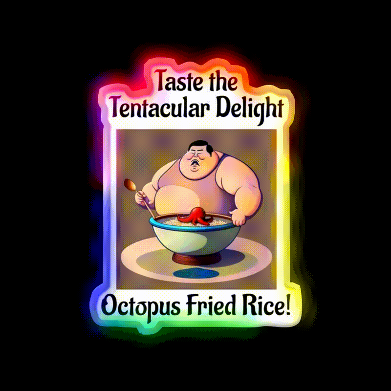 Octopus Fried Rice Led Neon Sign Chinese Food Rgb Color