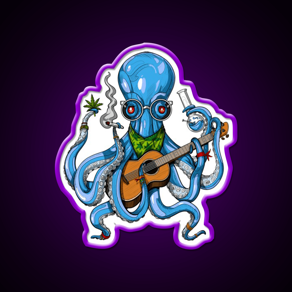 Octopus Weed Hemp Inspired Green Leaf Led Neon Sign Rgb Color - Shineneon