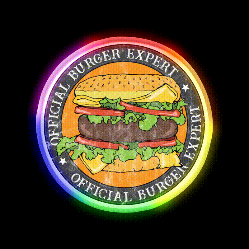 Official Burger Expert Logo Fast Food Led Neon Sign For Burger Place Rgb Color - LED neon sign close-up detail