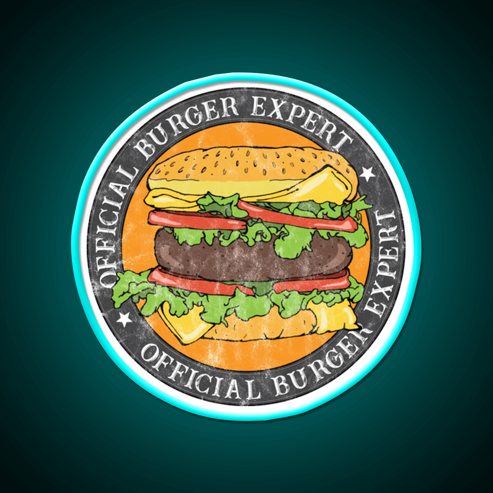 Official Burger Expert Logo Fast Food Led Neon Sign For Burger Place Rgb Color - Shineneon