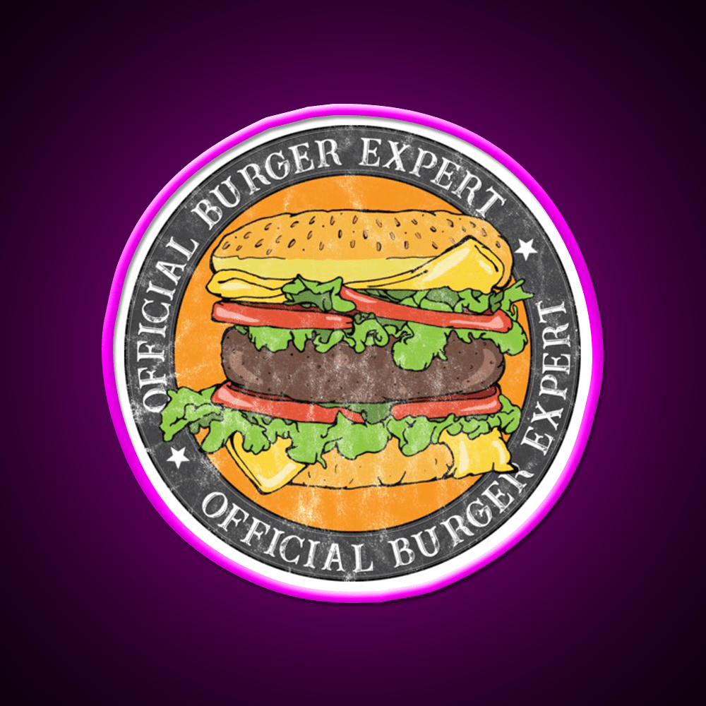 Official Burger Expert Logo Fast Food Led Neon Sign For Burger Place Rgb Color - Shineneon
