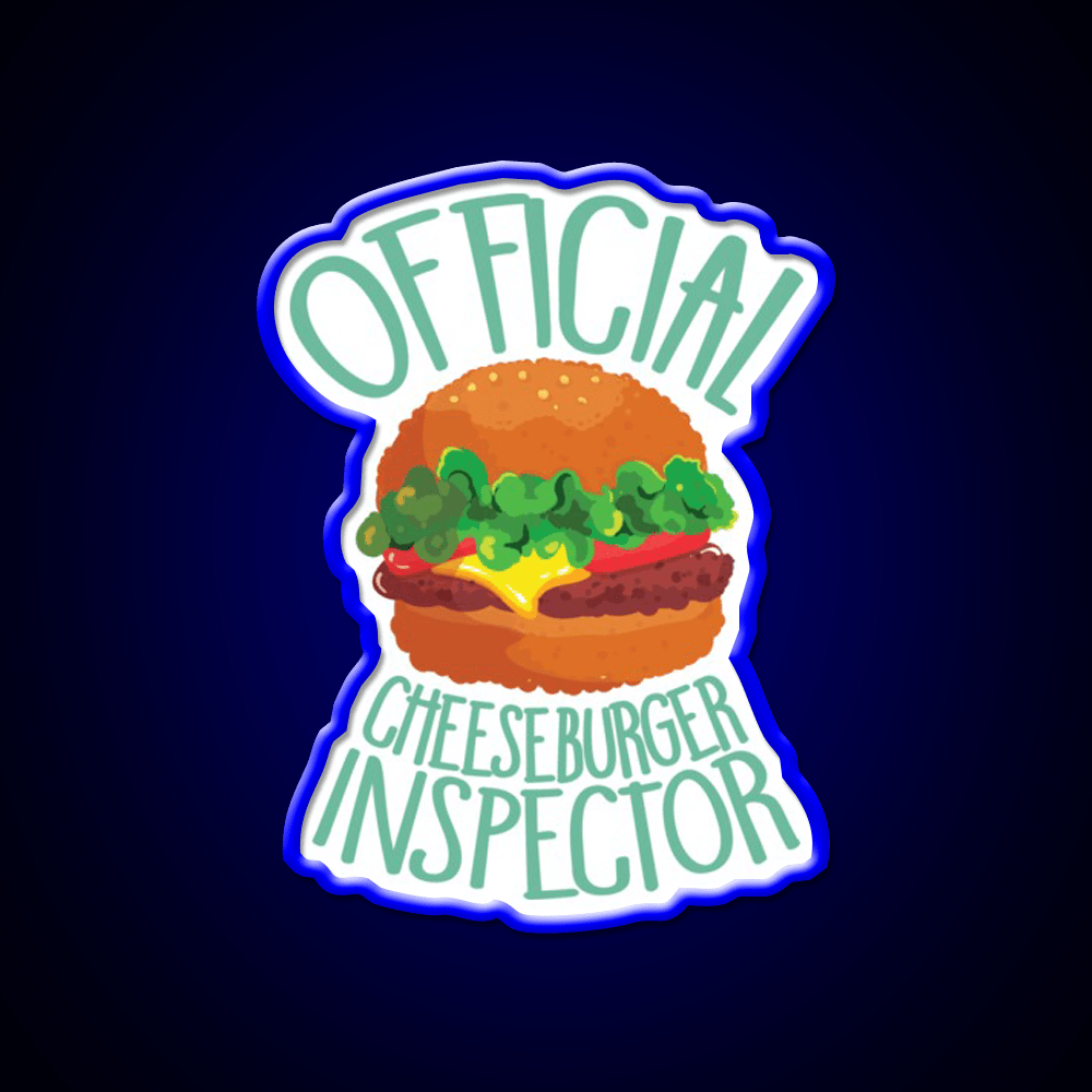 Official Cheeseburger Inspector Fast Food Led Neon Sign For Burger Place Rgb Color - Shineneon